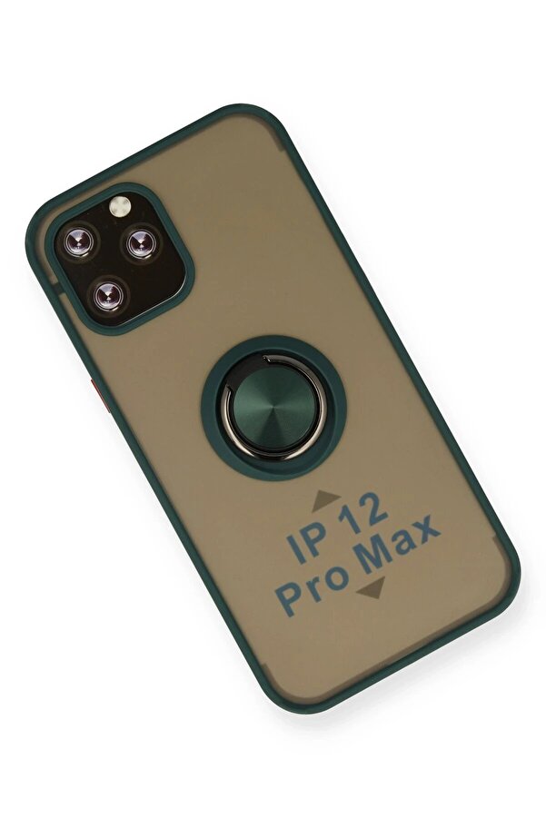 İphone 12 Pro Kılıf Montreal Yüzüklü Si̇li̇kon Kapak - Yeşi̇l - Dropx3290-2218