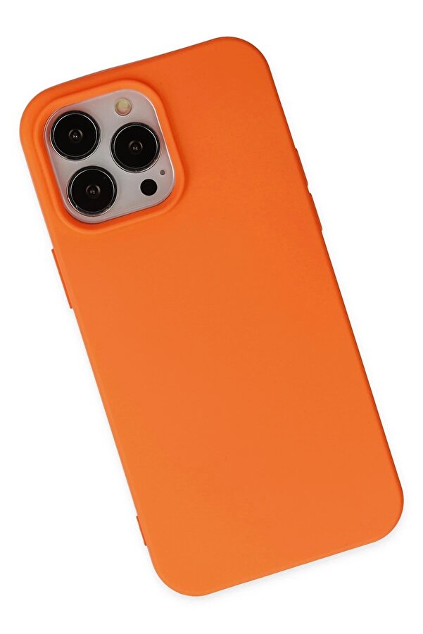 İphone 14 Pro Max Kılıf Nano İçi̇ Kadi̇fe Si̇li̇kon - Turuncu - Dropx6717-2574