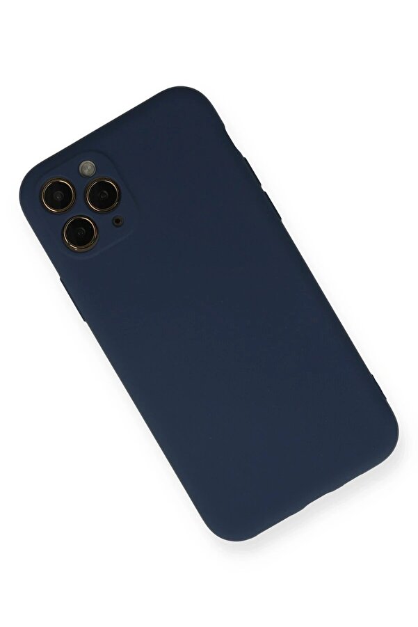 İphone 11 Pro Kılıf Nano İçi̇ Kadi̇fe Si̇li̇kon - Laci̇vert - Dropx7947-8257
