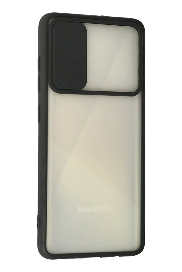 Samsung Galaxy A71 Kılıf Palm Buzlu Kamera Sürgülü Si̇li̇kon - Si̇yah - Dropx1763-4131