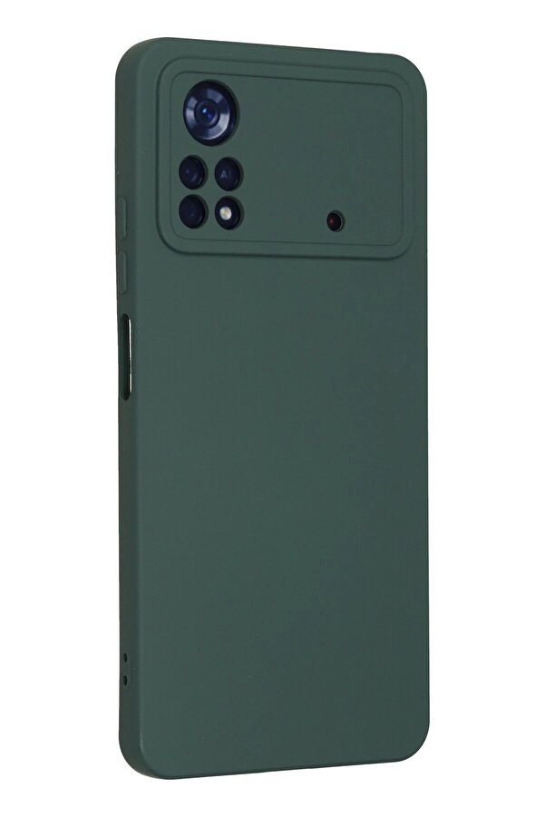 Xi̇aomi̇ Poco X4 Pro 5G Kılıf Nano İçi̇ Kadi̇fe Si̇li̇kon - Koyu Yeşi̇l - Dropx4488-2828