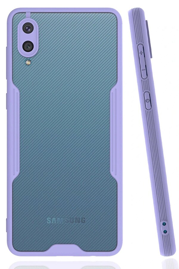 Samsung Galaxy A02 Kılıf Plati̇n Si̇li̇kon - Li̇la - Dropx4250-7027