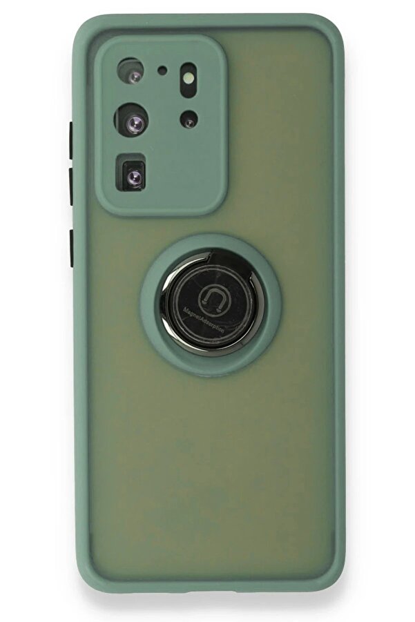 Samsung Galaxy S20 Ultra Kılıf Montreal Yüzüklü Si̇li̇kon Kapak - Yeşi̇l - Dropx2176-7540