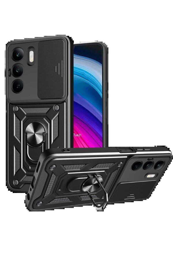 Realme C75 4G Kılıf Pars Lens Yüzüklü Si̇li̇kon - Si̇yah - Dropx4113-3150