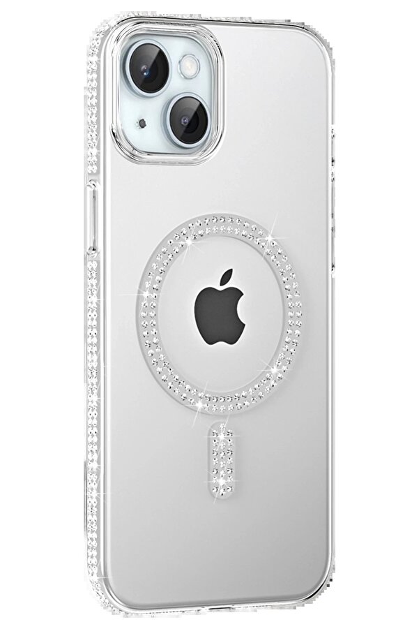 Apple İphone 14 Move Taşlı Magsafe Kapak - Natural Grey - Dropx8763-3781