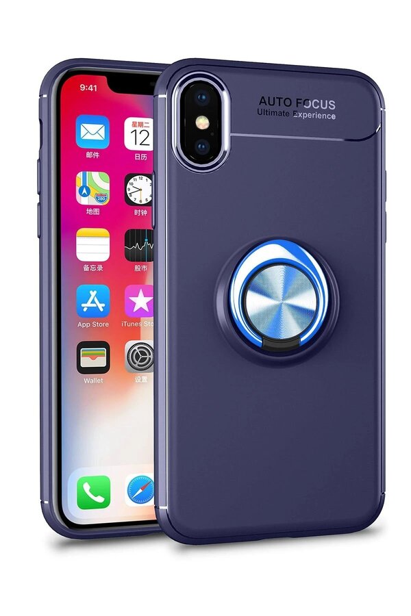 İphone Xs Max Kılıf Range Yüzüklü Si̇li̇kon - Mavi̇ - Dropx2665-3406