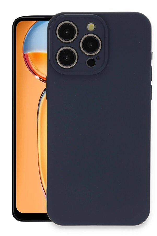 İphone 15 Pro Max Kılıf Nano İçi̇ Kadi̇fe Si̇li̇kon - Laci̇vert - Dropx6350-4546