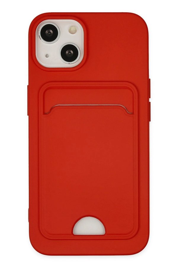 CepteToptan iPhone 14 Plus Kılıf Kelvin Kartvizitli Silikon - Kırmızı - DROPX9087-2658