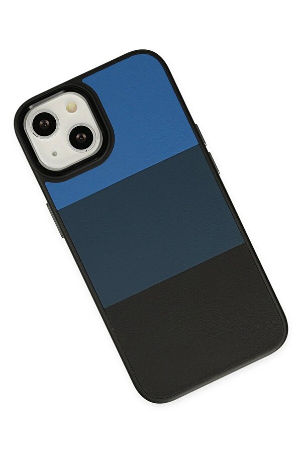 İphone 14 Plus Kılıf Ki̇ng Kapak - Mavi̇-Si̇yah - Dropx1759-9557