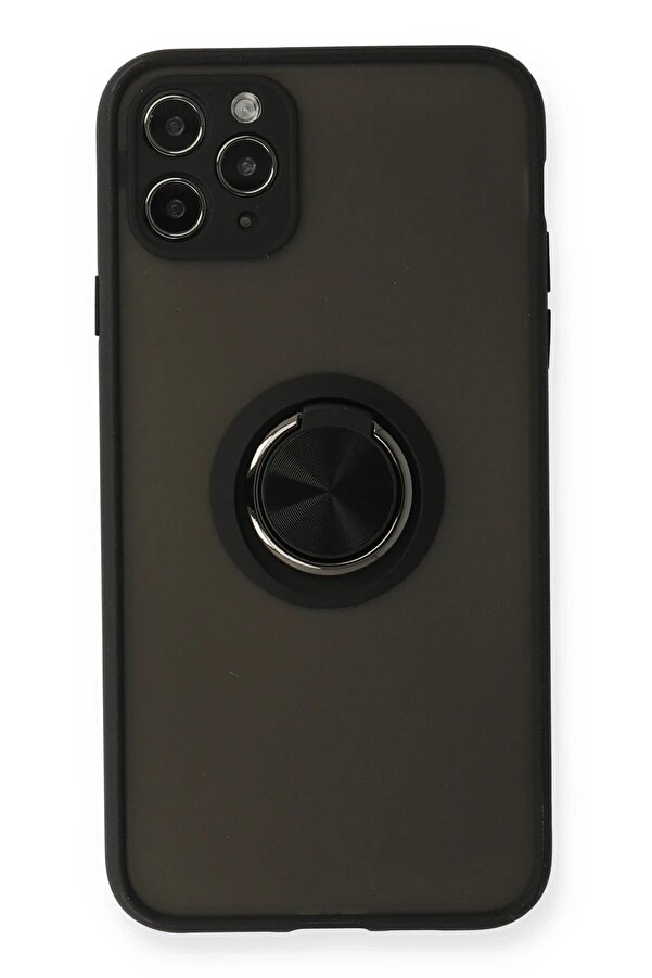 İphone 11 Pro Kılıf Montreal Yüzüklü Si̇li̇kon Kapak - Si̇yah - Dropx5554-6932