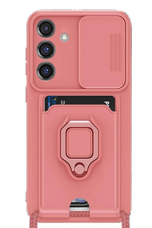 CepteToptan Samsung Galaxy S25 Plus Kılıf Zuma Kartvizitli Yüzüklü Silikon - Pembe - DROPX5444-6627