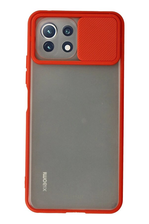 Xi̇aomi̇ Mi̇ 11 Li̇te Kılıf Palm Buzlu Kamera Sürgülü Si̇li̇kon - Kırmızı - Dropx3736-4063