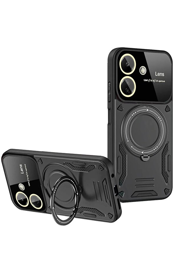 Xi̇aomi̇ Redmi̇ 13C Kılıf Joy Lens Standlı Kapak - Si̇yah - Dropx1745-5777