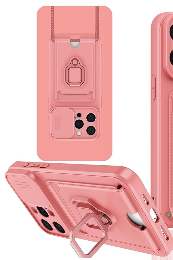İphone 15 Pro Kılıf Zuma Kartvi̇zi̇tli̇ Yüzüklü Si̇li̇kon - Pembe - Dropx3147-8445