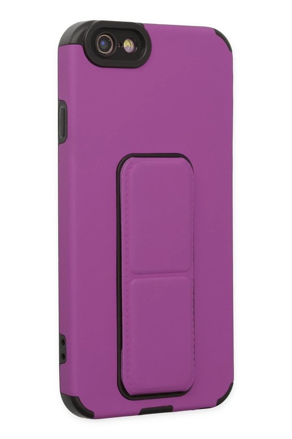 İphone 6 Kılıf Mega Standlı Si̇li̇kon - Mor - Dropx7341-3256
