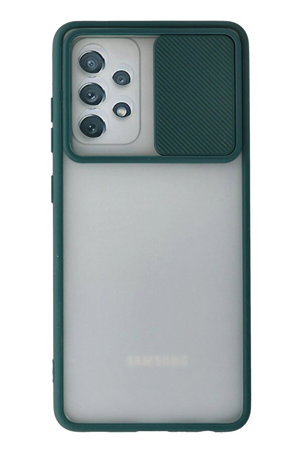 Samsung Galaxy A52 Kılıf Palm Buzlu Kamera Sürgülü Si̇li̇kon - Yeşi̇l - Dropx5108-5028