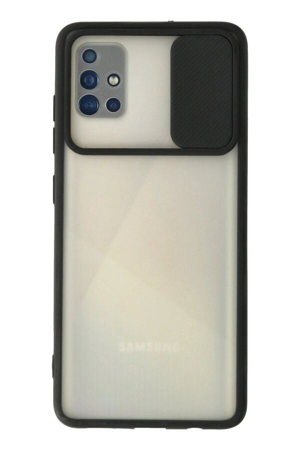Samsung Galaxy A71 Kılıf Palm Buzlu Kamera Sürgülü Si̇li̇kon - Si̇yah - Dropx1763-4131