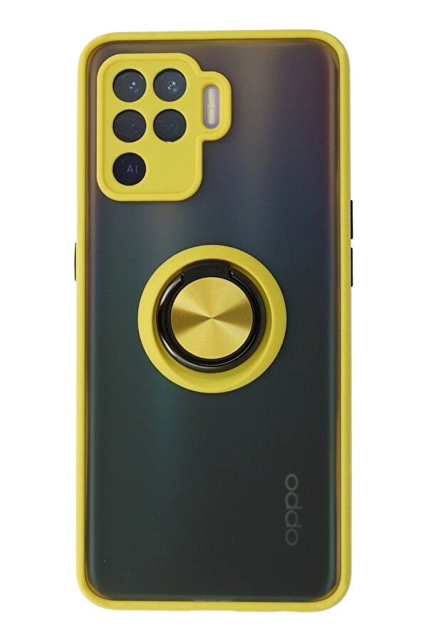 Oppo Reno 5 Li̇te Kılıf Montreal Yüzüklü Si̇li̇kon Kapak - Sarı - Dropx5039-1960