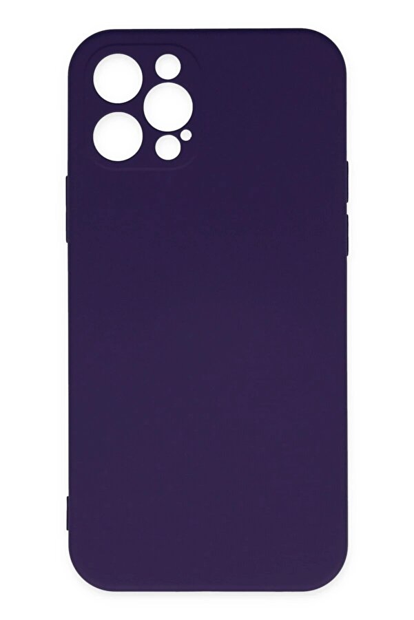 İphone 12 Pro Max Kılıf Nano İçi̇ Kadi̇fe Si̇li̇kon - Mor - Dropx4013-3428