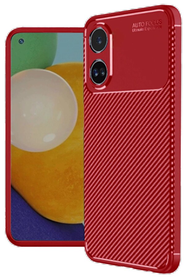 Oppo A38 Kılıf Auto Focus Karbon Kapak - Kırmızı - Dropx2393-9464