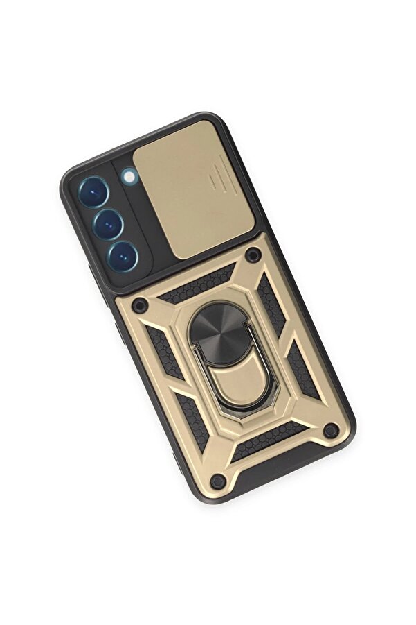 Samsung Galaxy S23 Fe Kılıf Pars Lens Yüzüklü Si̇li̇kon - Gold - Dropx7393-1577