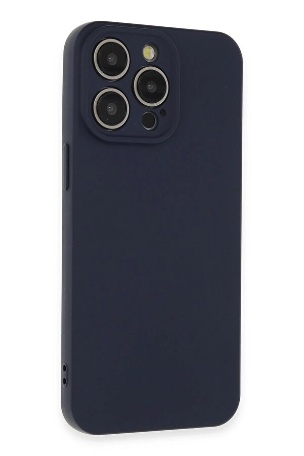 İphone 15 Pro Max Kılıf Nano İçi̇ Kadi̇fe Si̇li̇kon - Laci̇vert - Dropx6350-4546