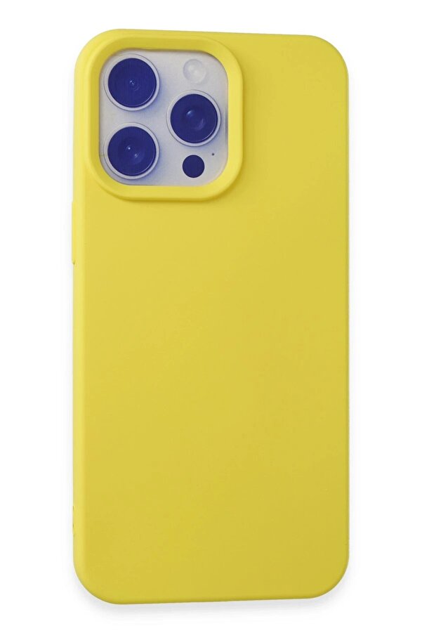 İphone 15 Pro Max Kılıf Nano İçi̇ Kadi̇fe Si̇li̇kon - Sarı - Dropx9929-9701