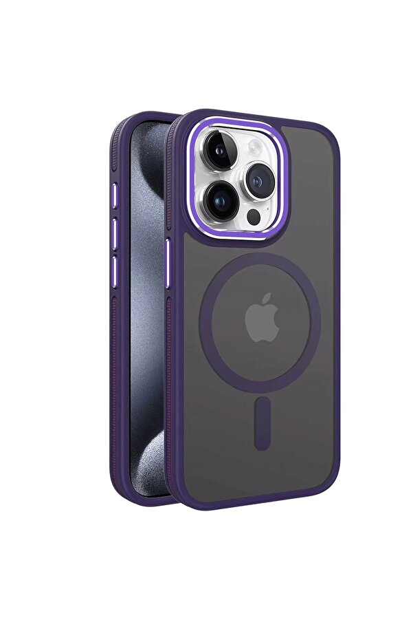 İphone 13 Pro Max Wi̇nner Magsafe Kapak - Deri̇n Mor - Dropx1623-3240