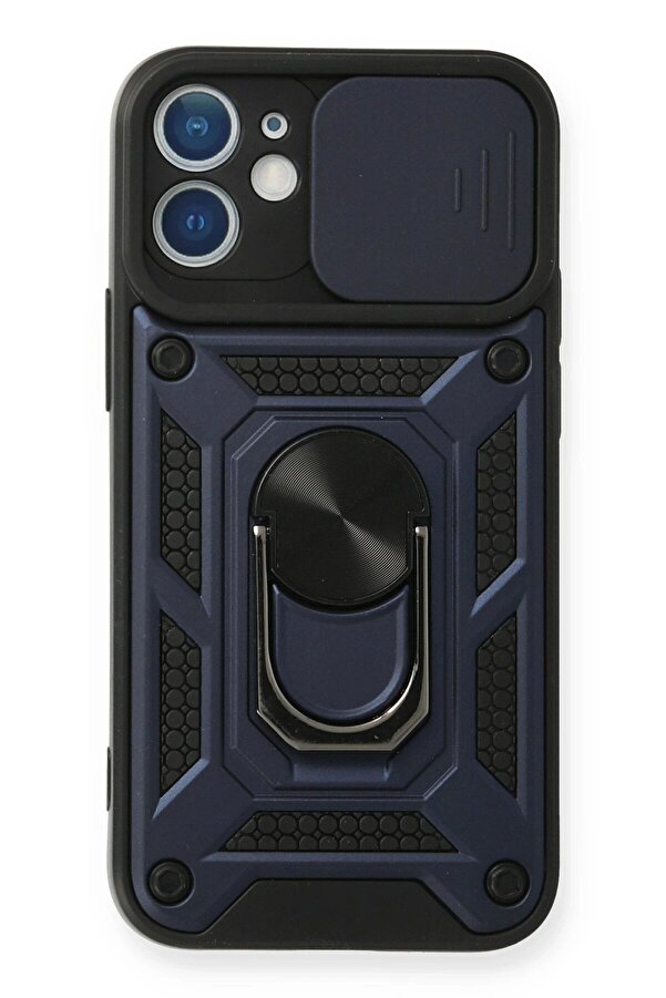 İphone 12 Kılıf Pars Lens Yüzüklü Si̇li̇kon - Laci̇vert - Dropx4304-6786