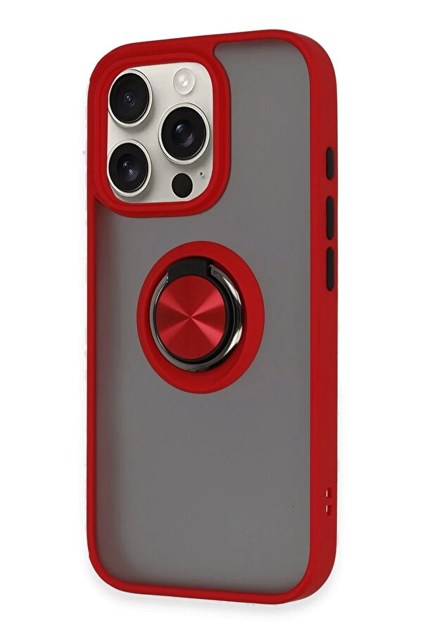 İphone 16 Pro Max Kılıf Montreal Yüzüklü Si̇li̇kon Kapak - Kırmızı - Dropx1250-1314