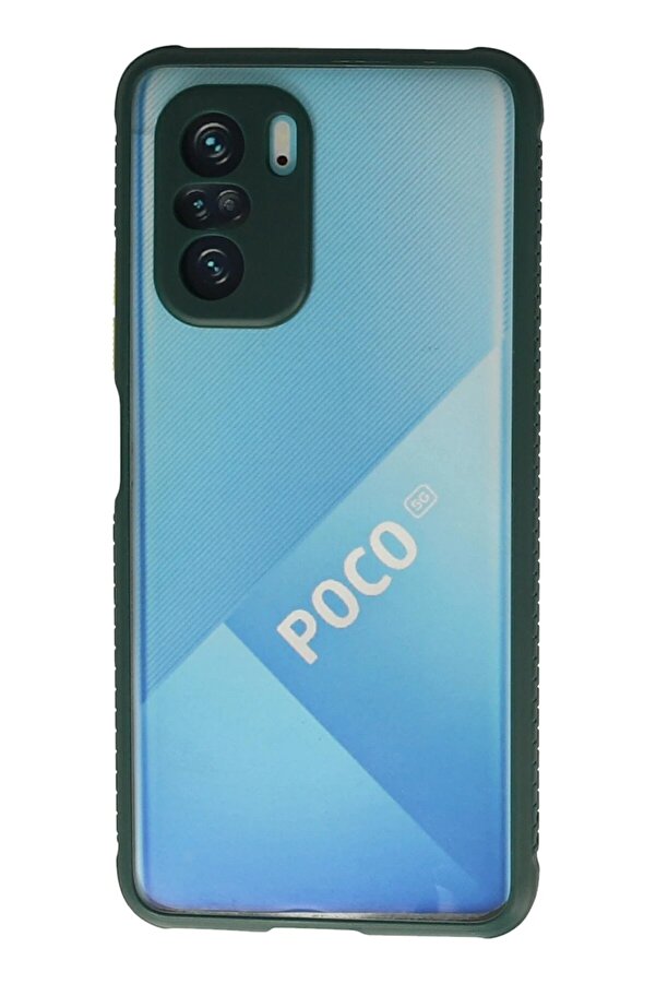 Xi̇aomi̇ Poco F3 Kılıf Mi̇ami̇ Şeffaf Si̇li̇kon - Koyu Yeşi̇l - Dropx4675-4645