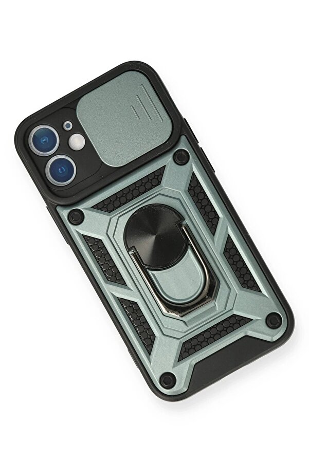 İphone 12 Mi̇ni̇ Kılıf Pars Lens Yüzüklü Si̇li̇kon - Yeşi̇l - Dropx3768-5742