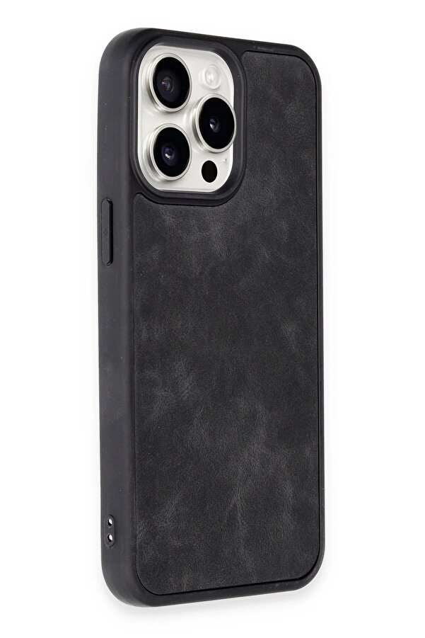 İphone 15 Pro Max Kılıf Aras Deri̇ Kapak - Si̇yah - Dropx2996-5006