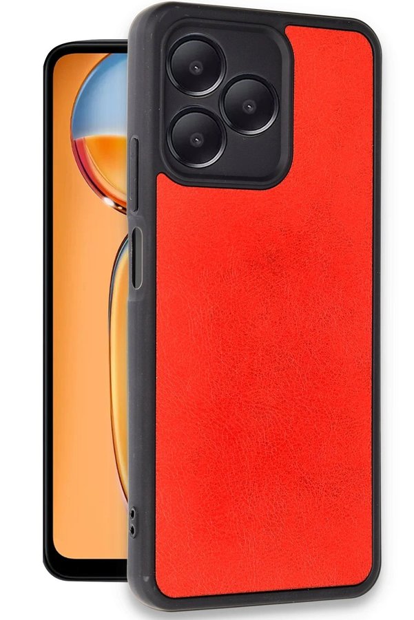 CepteToptan Realme Note 50 4G Kılıf Aras Deri Kapak - Kırmızı - DROPX6992-4294