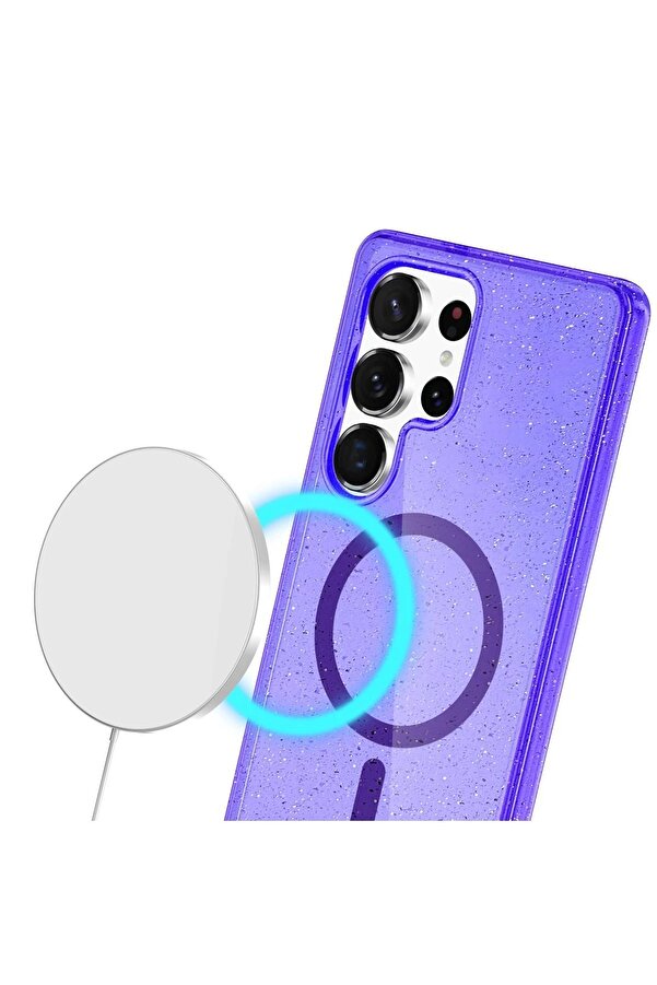 Samsung Galaxy S23 Ultra Kılıf Glow Magsafe Kapak - Mor - Dropx9772-6875