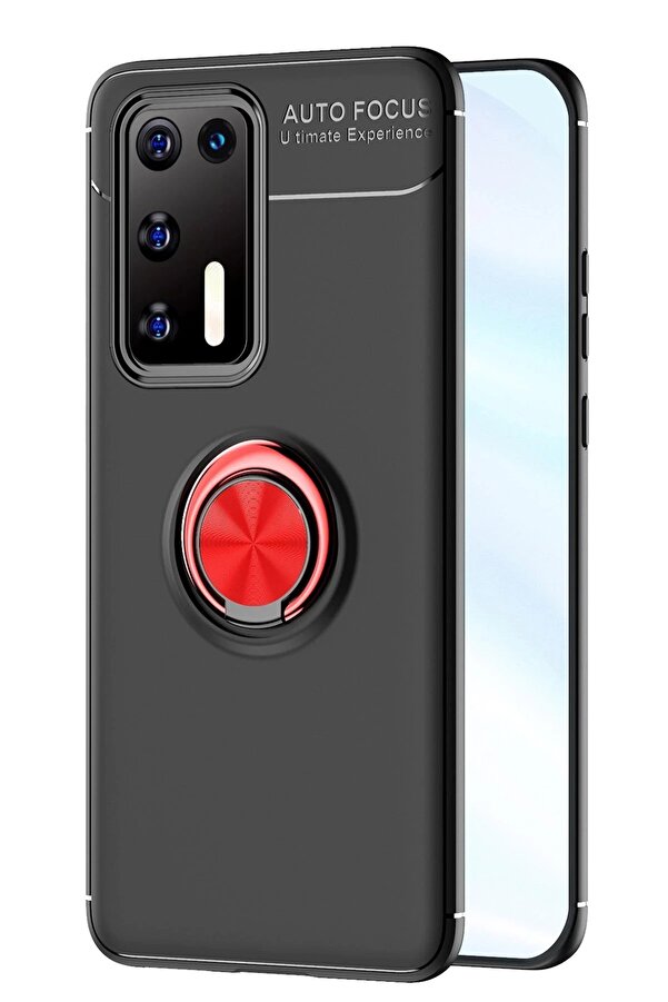 Huawei̇ P40 Kılıf Range Yüzüklü Si̇li̇kon - Si̇yah-Kırmızı - Dropx4422-3451