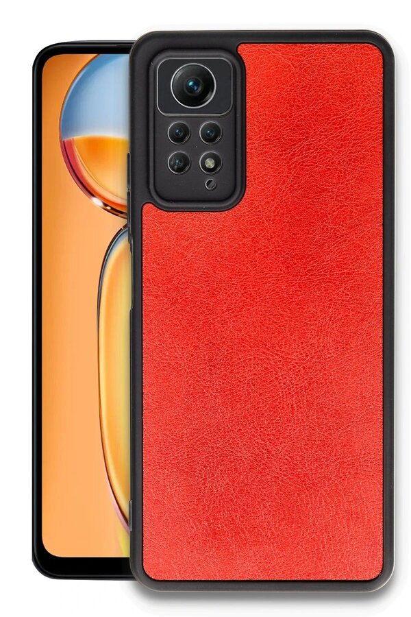 CepteToptan Xiaomi Redmi Note 12 Pro 4G Kılıf Aras Deri Kapak - Kırmızı - DROPX8135-6482