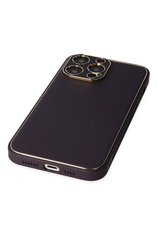 İphone 13 Pro Max Kılıf Coco Deri̇ Si̇li̇kon Kapak - Deri̇n Mor - Dropx1585-3015