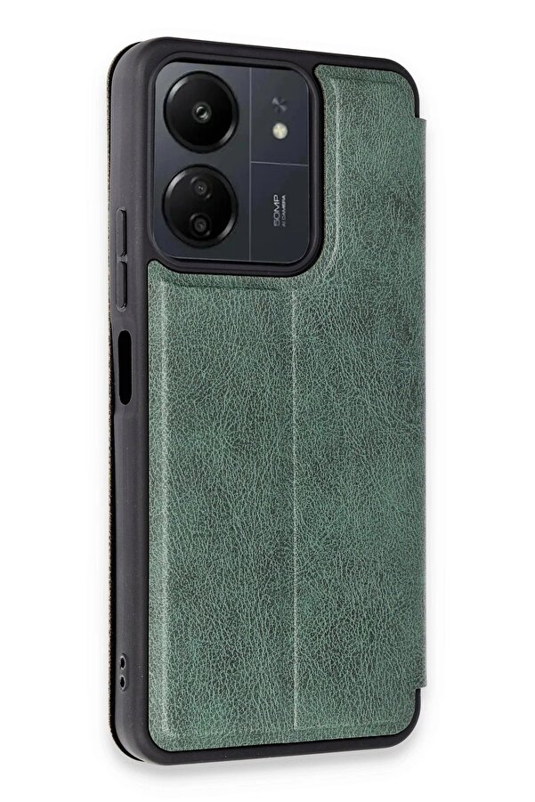 Xi̇aomi̇ Redmi̇ 13C Kılıf Fli̇p Cover - Koyu Yeşi̇l - Dropx4741-7306
