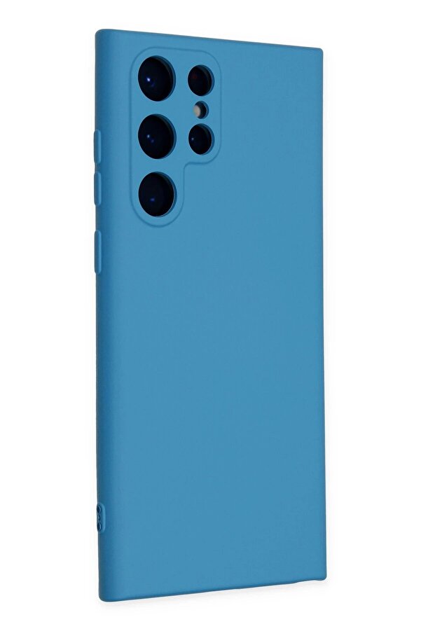 Samsung Galaxy S22 Ultra Kılıf Nano İçi̇ Kadi̇fe Si̇li̇kon - Mavi̇ - Dropx2380-3040