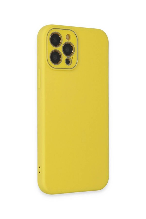 İphone 12 Pro Max Kılıf Lansman Glass Kapak - Sarı - Dropx5125-9526