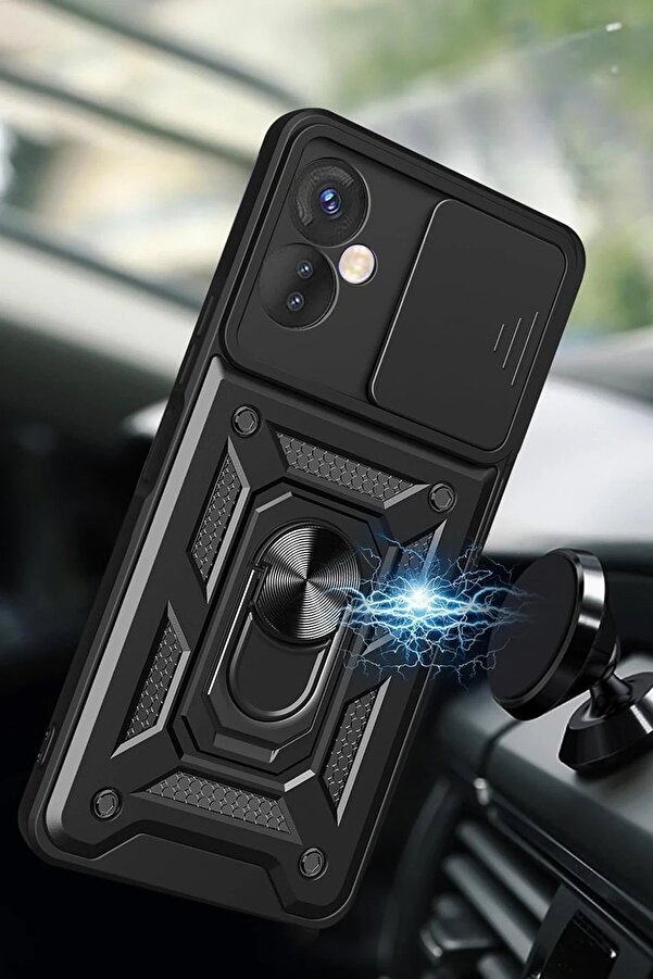 İnfi̇ni̇x Hot 30 4G Kılıf Pars Lens Yüzüklü Si̇li̇kon - Gümüş - Dropx4160-2436