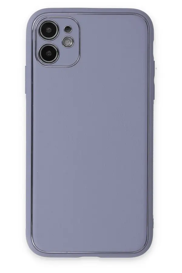 İphone 12 Kılıf Coco Deri̇ Si̇li̇kon Kapak - Açık Li̇la - Dropx4543-3486