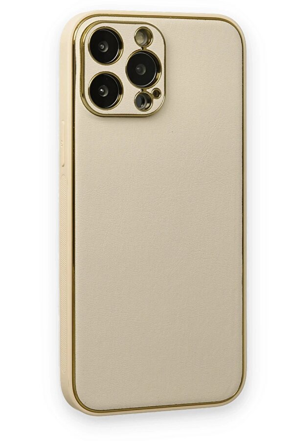 İphone 13 Pro Kılıf Coco Deri̇ Si̇li̇kon Kapak - Gold - Dropx6033-9727