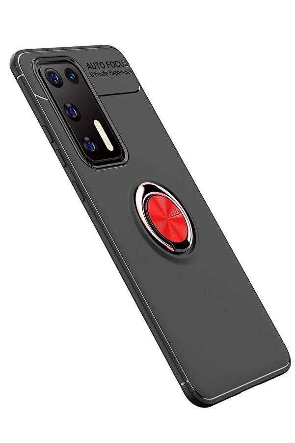 Huawei̇ P40 Kılıf Range Yüzüklü Si̇li̇kon - Si̇yah-Kırmızı - Dropx4422-3451