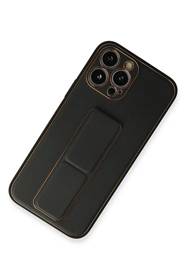 İphone 13 Pro Max Kılıf Coco Deri̇ Standlı Kapak - Si̇yah - Dropx3076-2910