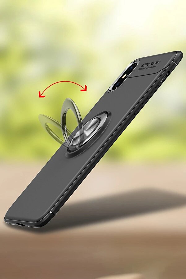 İphone Xs Kılıf Range Yüzüklü Si̇li̇kon - Si̇yah-Kırmızı - Dropx1079-1835