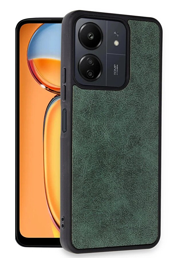 Xi̇aomi̇ Redmi̇ 13C Kılıf Aras Deri̇ Kapak - Koyu Yeşi̇l - Dropx3349-9616