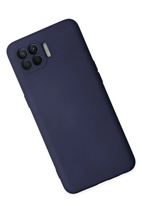 Oppo Reno 4 Li̇te Kılıf Nano İçi̇ Kadi̇fe Si̇li̇kon - Laci̇vert - Dropx9986-9435