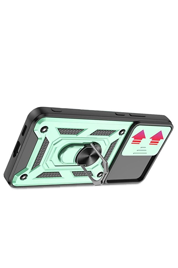 Samsung Galaxy S22 Kılıf Pars Lens Yüzüklü Si̇li̇kon - Yeşi̇l - Dropx2073-1205